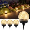 4 Pack Warm White Solar Powered Cracked Glass Globe LED