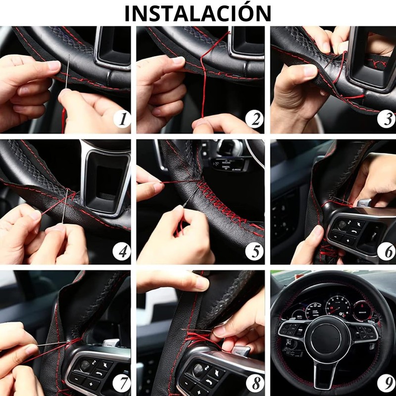 Universal Car Steering Wheel Cover Stitched Microfiber Leather