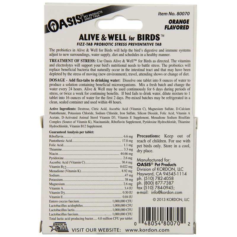 OASIS #80070 Alive and Well, Stress Preventative & Pro-Biotic Tablets