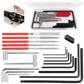 Waltool 18 Pcs Guitar Allen Wrench and Mini Diamond Needle Files Set, 7mm & 8mm Truss Rod Hex Box Wrenches and 4mm & 5mm Lengthened Truss Rod Allen Wrenches for Guitar Bass Neck Bridge Nut Screw