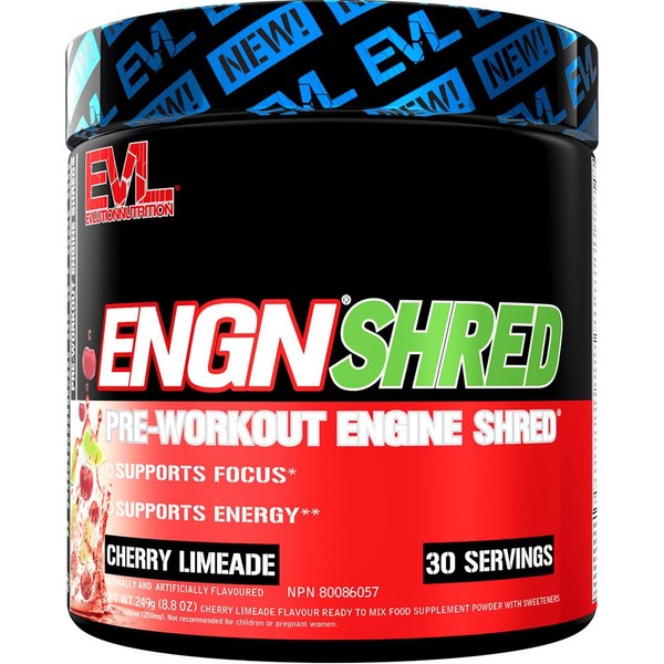 Shredding Pre Workout Powder - Evlution Nutrition Ultimate Pre Workout Supplement with Chromium L-Carnitine and Capsimax for Intense Body Toning Energy Focus and Gains (30 Servings) - Cherry Limeade