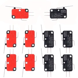 Swpeet 10Pcs V-152-1C25 Micro Limit Switch Long Hinge Roller Momentary Cherry Push Button SPDT Snap Action Perfect for Arduino, Appliance and Electronic Equipment