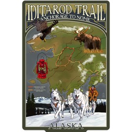 Die Cut Sticker Alaska, Iditarod Trail Topographic Map, Contour Vinyl Sticker 1 to 3 inches (Waterproof Decal for Cars, Water Bottles, Laptops, Coolers), Small