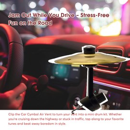 Car Cymbal Air Vent 2Pack Gold Car Symbol Drum Air Vent Mini Cymbal for Car Dashboard Fun Durable Metal Crash Cymbal for Cars Silent Installation Novelty Gift for Music Lovers