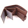 Genuine Leather Trifold Wallet RFID Blocking Anti Scan Zip (Coffee)