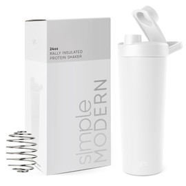 Simple Modern Stainless Steel Shaker Bottle with Ball 24oz | Metal Insulated Cup for Protein Mixes, Shakes and Pre Workout | Rally Collection | Winter White