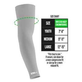 Nxtrnd Air-TEK Arm Sleeves, Breathable Football Compression Sleeves for Men, Sold as a Pair (Youth, Grey)