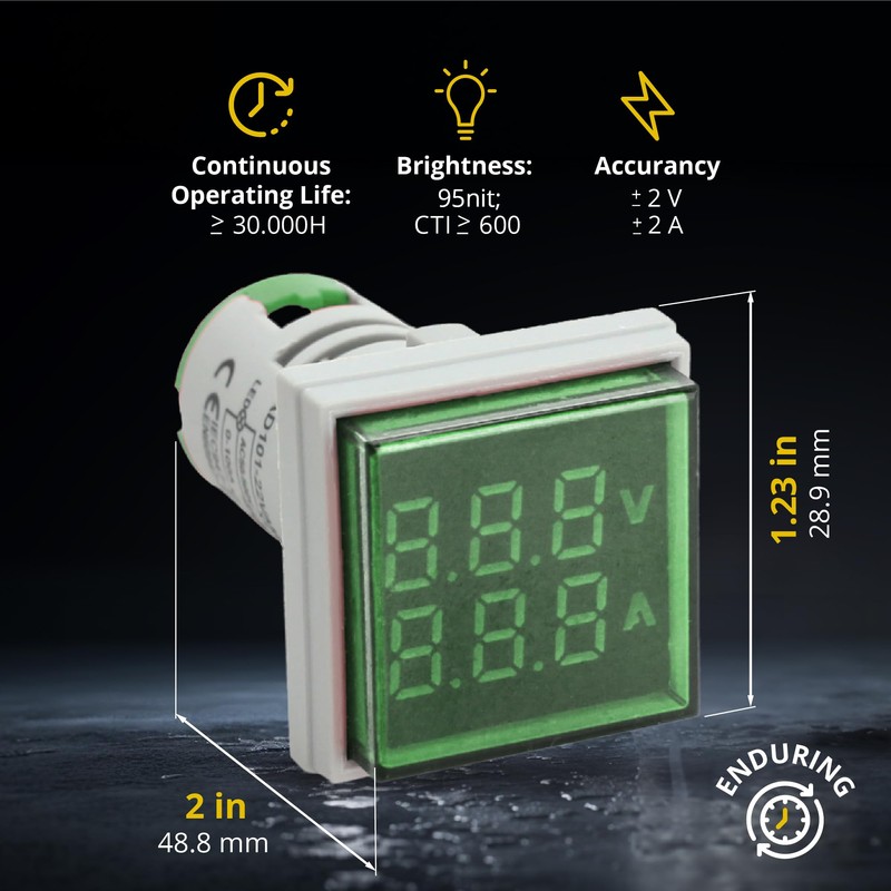 LED Voltage Display Panel Mount Volt Amp Meter, AD101-22VAMS 22mm