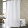 BESTRIPES Ruffle Stall Shower Curtain, White Fabric Narrow Shower Curtain