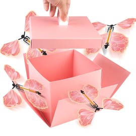 Schmetterling Explosion Geschenkbox 15 × 15 × 12.5 cm, Explosionsbox Enthält 4 Schmetterlinge, Explosionsbox Geburtstag, Diy überraschung Box für Eltern, Liebhaber und Freunde Schmetterling Box