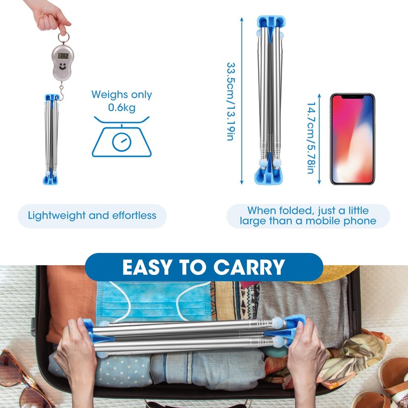 Portable Clothes Rack, Foldable, 13-28 Inch Extendable Clothes Rack, Foldable