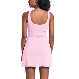 Tennis Dress for Women with Built-in Shorts & Pockets Athletic Golf Dress for Exercise Sports, Pink, S
