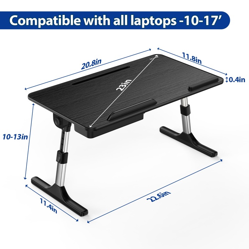 Besign LT05 Adjustable Laptop Table, Lap Desk, Portable Standing Bed