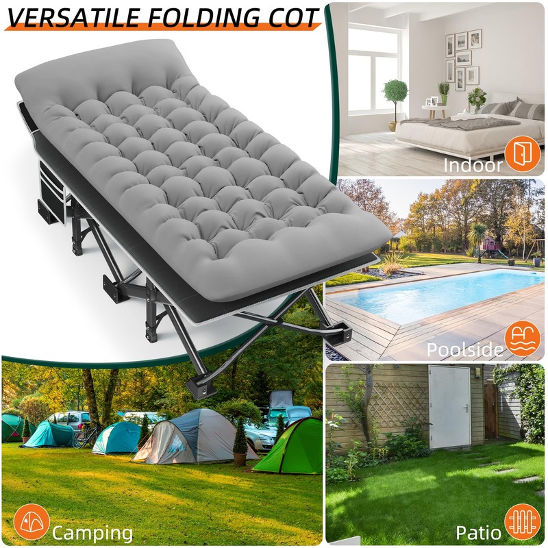 Fragess Portable Camping Cot, 32" Extra Wide Camping Cots for