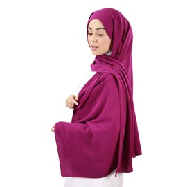 Medine Silk Hijab with Integrated Hat Made in Turkey for Muslim Women, dark purple