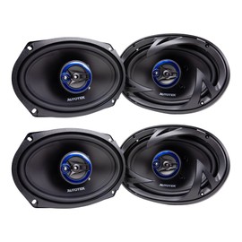Autotek 4 Pack Street Machine 6 x 9 Inch 3-Way Car Audio Coaxial Speakers with Neo Mylar Soft Dome Tweeters for Crystal Clear Sound and Poly Cones