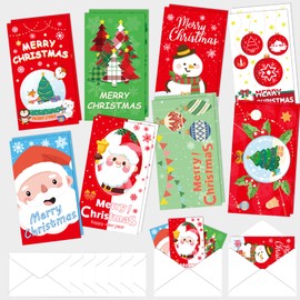 Woparty Christmas Cards with Envelopes and Stickers, Christmas Cards with Envelope Set
