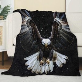 Eagle - Manta para niños y hombres, adultos, manta de franela de águila, majestuosa manta de águila calva en vuelo, para sofá, cama, sala de estar, suave, cálida, acogedora decoración de águila, 60 x