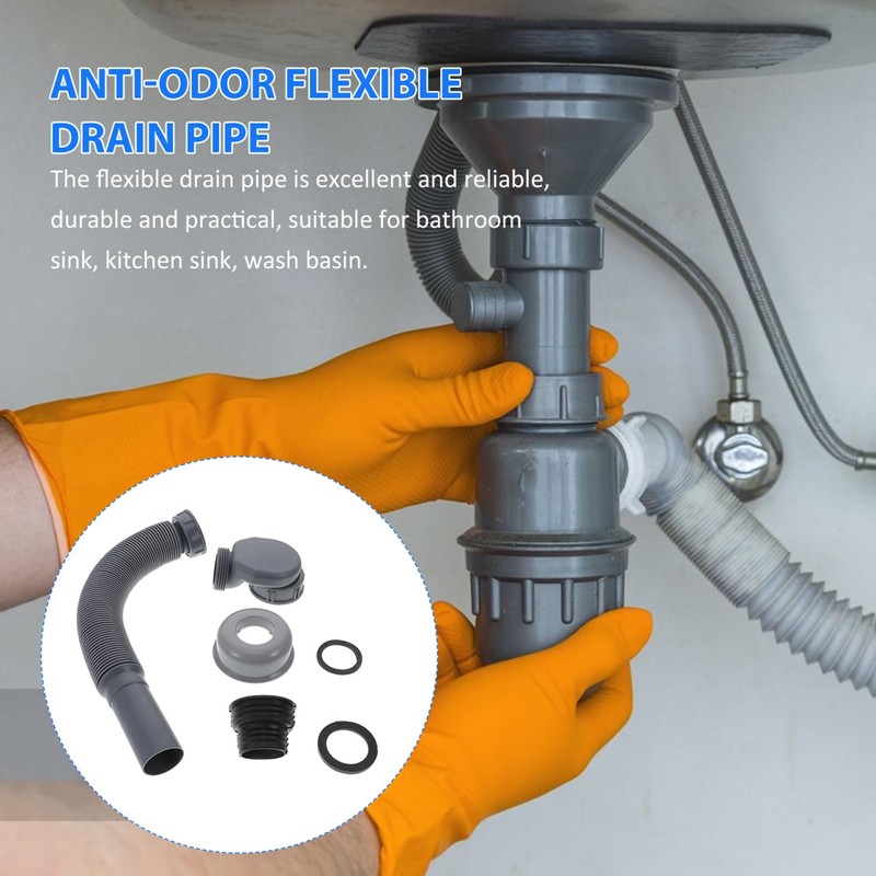 DOITOOL Flexible Tub Drain Low Profile 1 1/2 P Flexible
