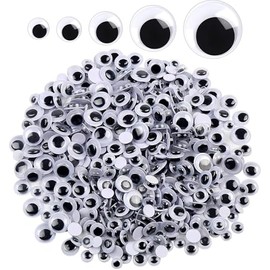 Timotech Set 500 Piezas Ojos Movibles Autoadhesivos, Kit de Ojos Saltones de 5 Tamaños Diferentes (6mm a 12mm) para Manualidades, Tareas Escolares y D