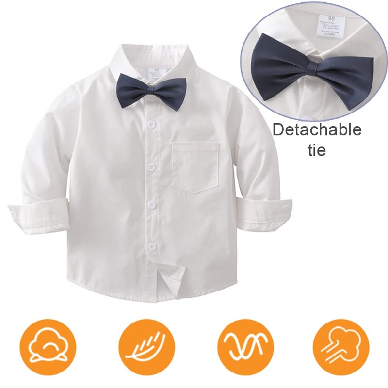 TOMVAES Boys 3-Piece Gentleman Outfits Suit Set Long Sleeve Shirts