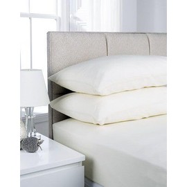 Beach Stone 200 Thread Count 100% Cotton Fitted Sheet Standard White Pillowcases 2 Pack, 200 Thread Count Sateen Weave Pillow Covers, Soft & Silky Wrinkle Resistant Housewife Pillow Cases