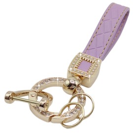 Daemson Microfiber Leather Car Keychain, Bling Diamond Keychains for Women, Universal Car Key Fob Holder with 360 Degree Rotatable, Anti-Lost D-Ring, 2 Keyrings and 1 Screwdriver (Purple)