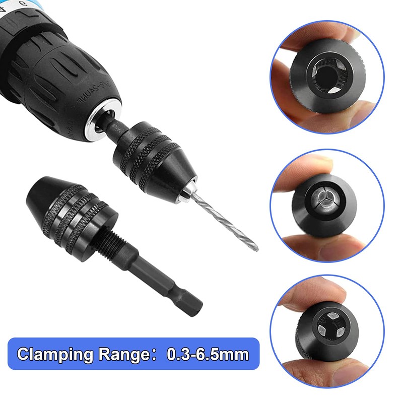 XTVTX 0.3-6.5mm Keyless Drill Chuck Conversion Tool 1/4 inch Hex