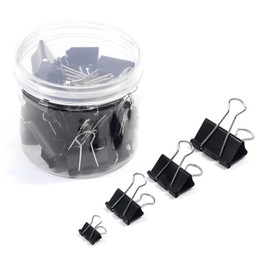 Black Binder Clips Assorted Sizes - Coideal 100 Pcs Black Metal Paper Clips Foldback Bulldog Clip Clamps for Office School (Mini, Small, Medium, Large)