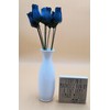 Navy Blue Bunch of 8 Closed Bud Wooden Roses for