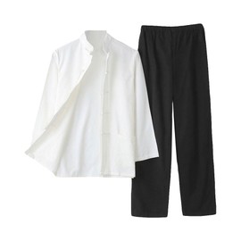 ZooBoo - Traje de artes marciales - Traje chino tradicional Kung Fu Uniformes, Blanco/ negro, Large