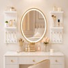 2 Tier White Floating Vanity Wall Shelf with 8 Crystal