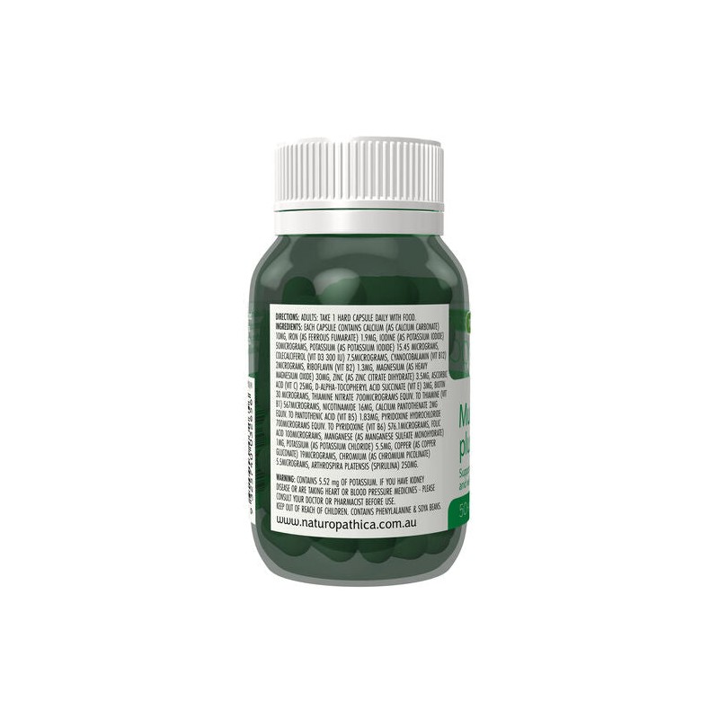 Naturopathica Vegan Multivitamin Plus Spirulina 50 Capsules