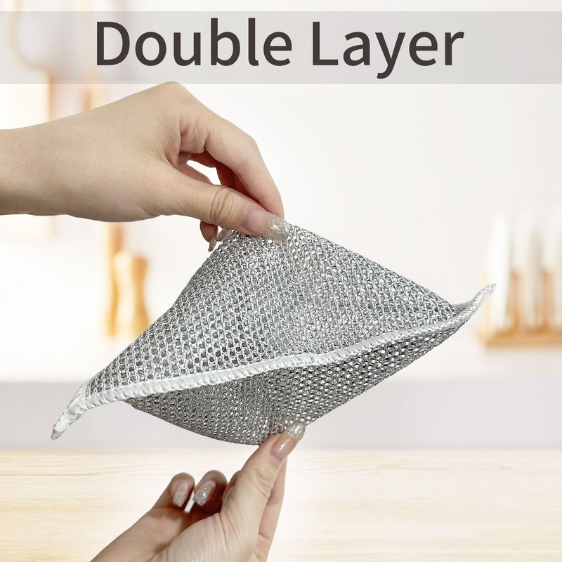 Sopurrrdy Double Layer Dishwashing Rags - 8 Pcs, Multipurpose Non-Scratch