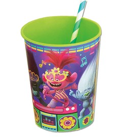 Trolls World Tour Multicolor Plastic Stadium Cup - 16 Oz (1 Pc) - Reusable Party Cups, Perfect for Kids Parties and Birthday Celebrations