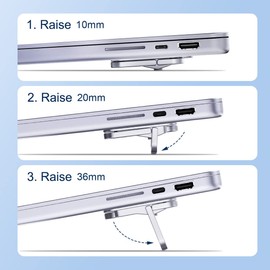 Hagibis Laptop Stand Adjustable Height for Desk, Portable Invisible Laptop Riser, Ergonomic Laptop Mount Keyboard Kickstand Aluminum Cooling Pad for MacBook Pro Air, Tablet Laptop (Silver)