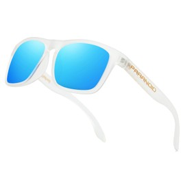 DUBERY Polarized Sunglasses for Men Women UV400 Protection Square Driving Sun Glasses Trendy Shades P8818,White/Blue