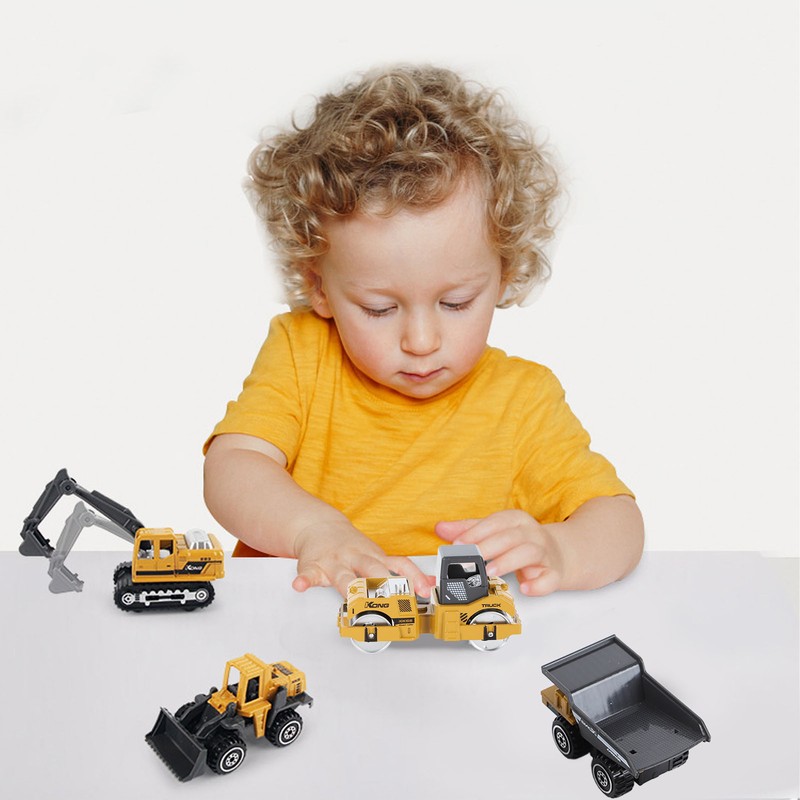 6pcs 1:64 Construction Vehicle Toy Mini Decoration Alloy Construction Vehicle