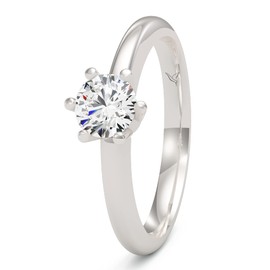 Engagement Ring 925 Silver Solitaire Ring Women's Ring Cubic Zirconia Free Jewellery Case, Precious metal, Cubic Zirconia