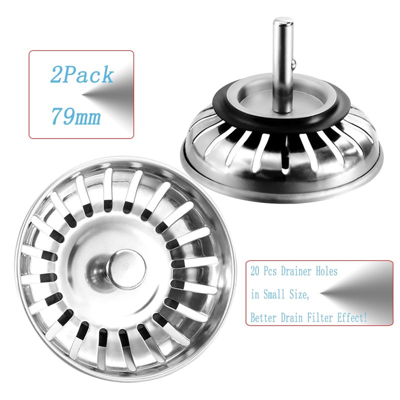 Sink Strainer Plug, 2Pack Kitchen Sink Waste Plug Drain Stopper