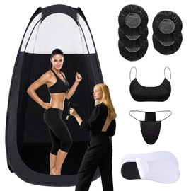 Large Spray Tan Tent Kit, Deluxe Pop Up Portable Professional Self Tanning Tent with Carry Bag Waterproof Floor, Sunless Spray Tan Booth with Vent Opening (Black)