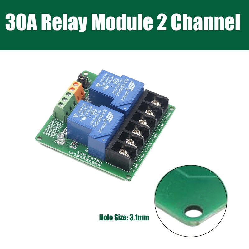 DIANN 2pcs 12V 30A 2-Channel Relay Module High Low Level