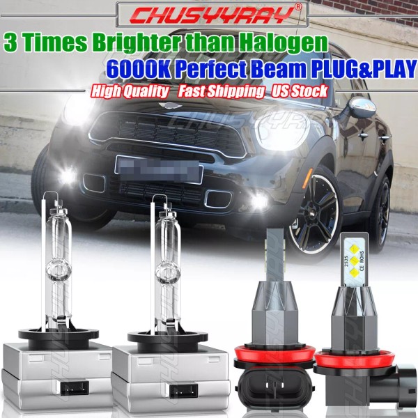 CHUSYYRAY HID Headlight Bulbs+LED Fog Light for Mini Cooper 2011-2017