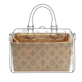 Lckaey small purse organizer for Speedy 20 HandBag protective insert Tote Bag and hand bag protector Y073Khaki-S