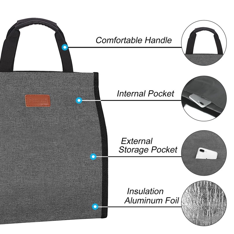 Lunch Bags for Women Insulated Reusable Lunch Tote with Internal