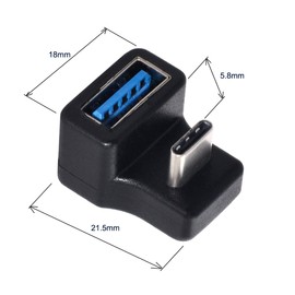 cablecc 180 Degree Up & Down Angled Type-C USB-C OTG to USB 3.0 Female Extension Adapter for Cell Phone & Tablet