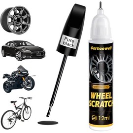 Pintura de retoque de rueda negra brillante para reparación de arañazos de coche, corrección de astillas, fácil de usar (negro brillante)