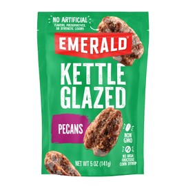 Emerald Nuts Kettle Glazed Pecans (1-Pack), 5oz Resealable Bag, Kosher Dairy Certified, Non-GMO, Contains No Artificial Preservatives, Flavors or Synthetic Colors