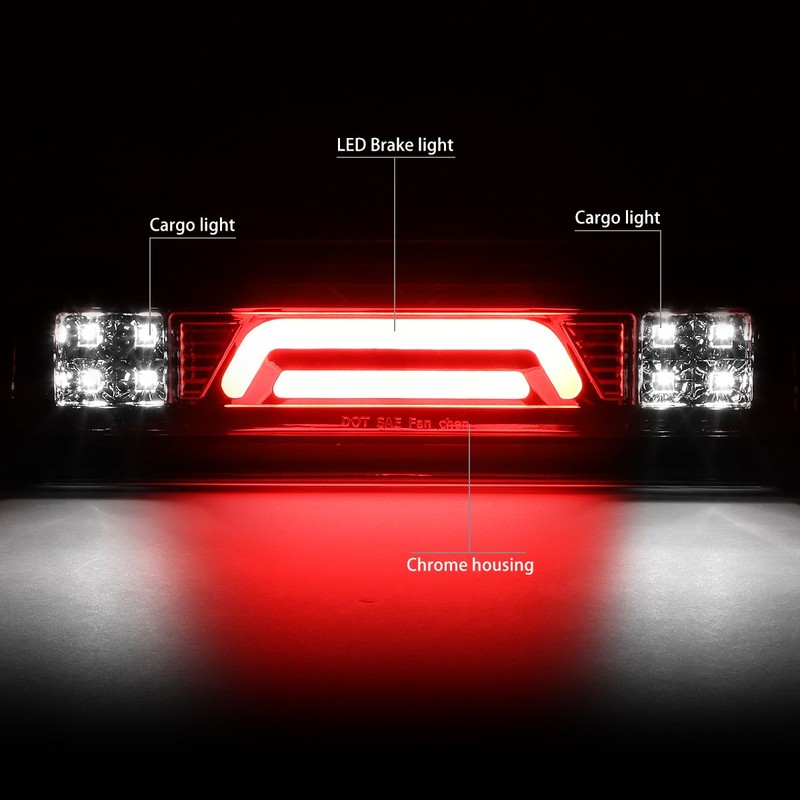 DNA MOTORING 3BL-DRM02-3D-LED-CH Chrome Housing 3D LED High Mount 3rd