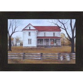 Home Cabin Décor The Family Farm by Billy Jacobs 16x22 Country Primitive Folk Art Framed Print Picture Weathered House Porch Old Crocks (2" Espresso)